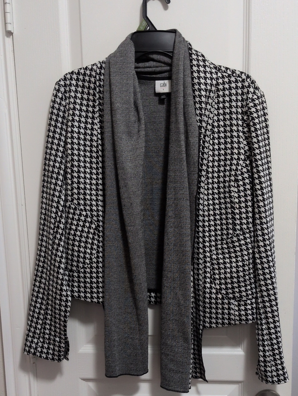 Houndstooth Blazer With Built In Scarf